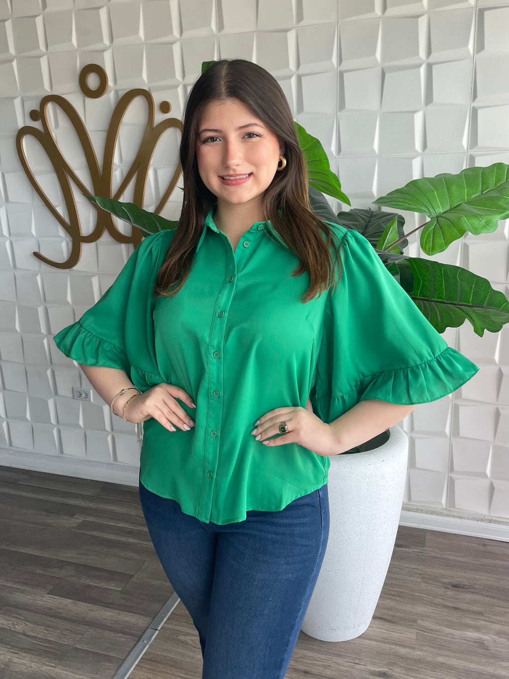 Green Ruffles Top